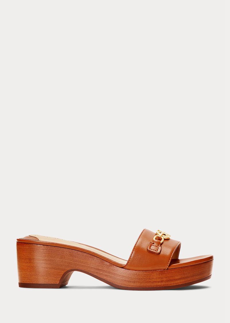 Sandały Lauren Damska Brązowe Roxanne Nappa Leather 924371-YAG